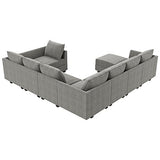 HONBAY Oversized Modular Sectional Sofa Modern Fabric Sectional Couch with Reversible Chaise U Shaped Modular Sofa Set Sleeper Sectional Couch with Stoarge Seats in Grey HONBAY