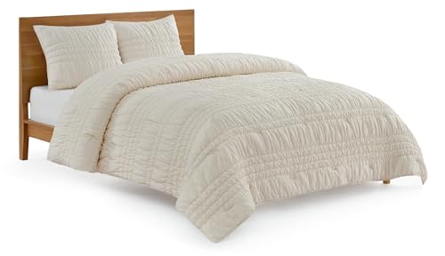UGG Full/Queen Quilt Set - 3pc Bed Spread with 2 Pillow Shams, All Season Luxury Bedding, Lightweight Quilted Soft Textured Comforter, Cozy Coastal Queen Quilt Set, Beige Snow (Tide Devon) UGG