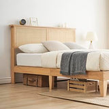 Coucheta Queen Rattan Bed Frame with Natural Headboard and LED Lights coucheta