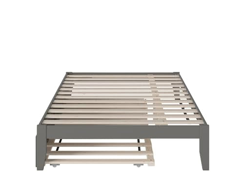 AFI Colorado Full Size Platform Bed with Twin Trundle and Charging Station in Grey AFI