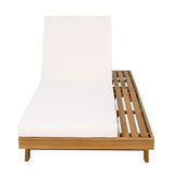 Christopher Knight Home Kayes Acacia Wood Chaise Lounge Chair Outdoor Set of 2, Poolside Sun Lounger Recliner, Patio Outdoor Chaise Lounge with 4'' Triple Folds Cushion, Teak+Cream