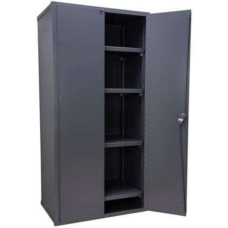 Jamco Extra Heavy Duty Steel Storage Cabinet with Solid Lockable Doors, 14-Gauge All-Welded Metal Cabinet, 4 Adjustable Shelves, 7,200 lbs Capacity, 24" D x 36" W x 74" H, Gray Jamco