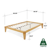 Bme Chalipa 14” Minimalist Solid Wood Platform Bed Frame with Natural Finish Bme