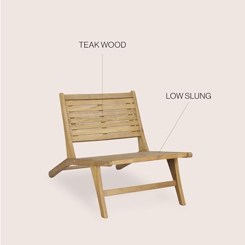 JONATHAN Y PAT2000A Leo Mid-Century Modern Wood Armless Outdoor Patio Chair Contemporary, Bohemian, Coastal, Transitional, Rustic, Natural