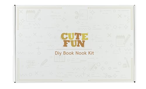 Cutefun Book Nook Kit - DIY Miniature Doll House Kit, Book Nook Kits for Adults, 3D Wooden Puzzle Bookend Bookshelf with LED Light for Cafe Crafts Lovers (Corner Coffee Shop) Cutefun