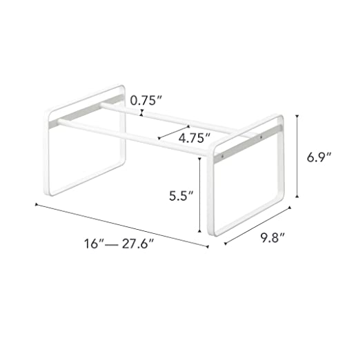 Yamazaki Home Adjustable Shoe Rack - Spacesaving Storage Solution Steel One Size White YAMAZAKI
