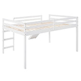 Full Size Loft Bed with Slide, Low Loft Bed with Ladder & Safety Rail, Wooden Full Loft Bed Frame for Kids Teens Girls & Boys, No Box Spring Needed, Easy Assemble (Full, White) Harper & Bright Designs