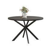 ChooChoo 47.2 Inch Round Dining Table for 4, Farmhouse Wood Kitchen Table, Circle Dinner Table for Kitchen & Dining Room, Black ChooChoo