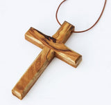 Wooden Cross Necklace, Christian gift, Faith Cross Pendant for the church and home Car Rearview Mirror Pendant, Olive wood from Bethlehem, Certificate of Origin, size 2.7" x 1.8" THE JERUSALEM GIFT SHOP SINCE 2004