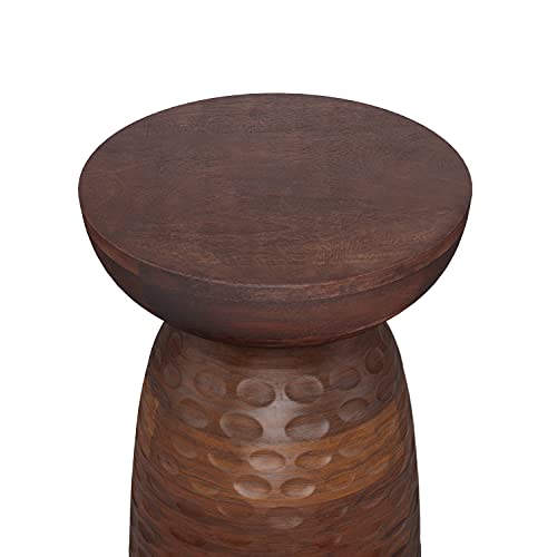 SIMPLIHOME Boyd SOLID MANGO WOOD 13 inch Wide Round Contemporary Wooden Accent Table in Warm Dark Brown, Fully Assembled, for the Living Room and