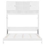 Merax Queen Size Murphy Bed with Top Cabinets and Shelves, Fold into The Wall, Space-Saving Design, Multifunctional Foldable Platform Bed Frame for Bedroom, Guest Room, Home Office, White Merax