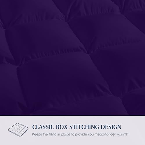 Blue Ridge Home Fashions Comforter Breathable Microfiber Duvet Insert, Summer Cooling Winter Warm Reversible Down Alternative Quilt Comforter for All Season, Full/Queen, Purple/Violet Blue Ridge Home Fashions