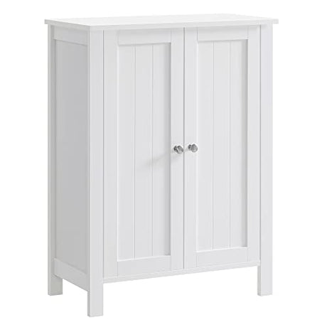VASAGLE White Bathroom Floor Storage Cabinet with 2 Adjustable Shelves VASAGLE