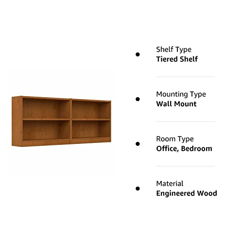 Bush Furniture Universal Small 2 Shelf Bookcase Set - Natural Cherry Finish, Versatile Storage for Home Office or Living Room - WoodArtSupply