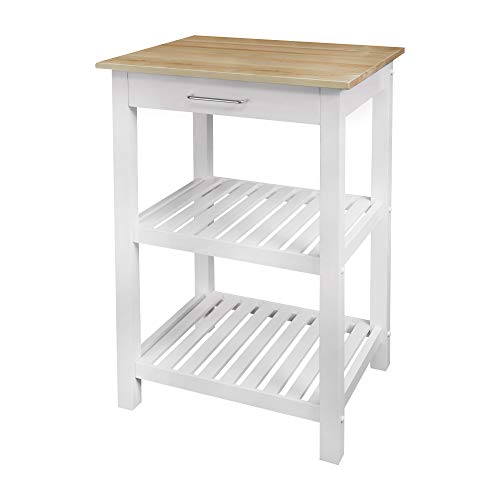 Casual Home Sunrise (Small) with Solid Harvest Hardwood Top Kitchen Island, 22.75"W, Natural&White - WoodArtSupply