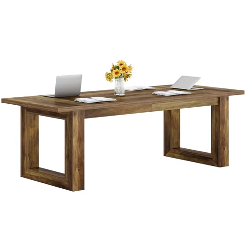 Tribesigns Conference Table, Modern Meeting Table, 5 ft Wood Conference Room Table, Large Rectangular Business Furniture Seminar for Boardroom (1, Brown) Tribesigns