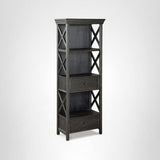 Signature Design by Ashley Tyler Creek Casual Farmhouse 75" Display Cabinet or Bookcase with Drawers and Shelf, Open Lattice Sides, Wood, Gray Black Finish Signature Design by Ashley