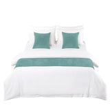 AMBERIS Bed Runner Single Layer Chenille Blue-Green, Modern Style Bed Scarves for Home Hotel Decorations (Pillowcases Sold Separately) AMBERIS