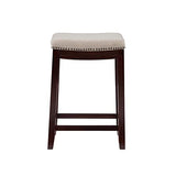 Linon Linen Backless Claridge Stool, Counter Height, Beige & Dark Walnut Linon