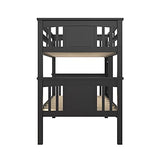 DHP Dylan Twin Over Twin Bunk Bed, Espresso, Sturdy Wood Construction, Converts to 2 Twin Beds, Guard Rails, Step Ladder DHP