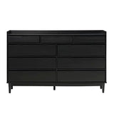 Walker Edison Blythe Mid-Century Modern Tray-Top Solid Wood 9-Drawer Dresser, 60 Inch, Black Walker Edison