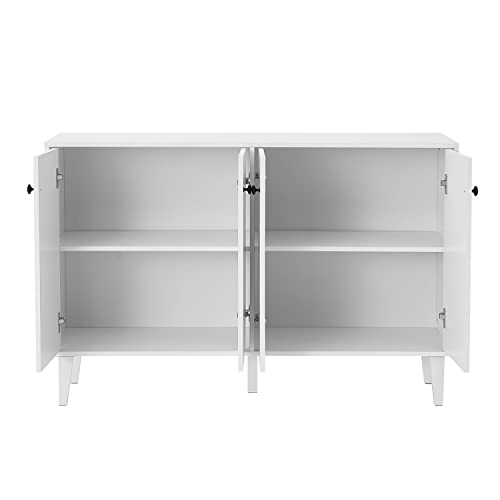 Panana Sideboard Buffet Cabinet Kitchen Storage Cabinet Living Room 4 Doors Console Table (White) - WoodArtSupply