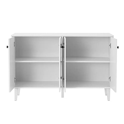 Panana Sideboard Buffet Cabinet Kitchen Storage Cabinet Living Room 4 Doors Console Table (White) - WoodArtSupply