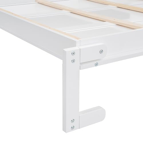 Merax Queen Size Murphy Bed, Wood Queen Murphy Hidden Wall Bed with Shelves for Home Office or Small Room, No Box Spring Needed, White Merax