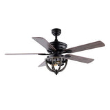 JONATHAN Y JYL9613A Jasper Farmhouse Industrial Iron Dome Shade LED Ceiling Fan with Remote, for Bedroom, Living Room, Dining Room 52" 2 Light, Black JONATHAN Y