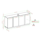 Walker Edison Liss Contemporary 4-Door Minimalist Sideboard, 70 Inch, Dark Walnut Walker Edison