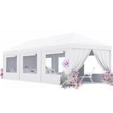 Quictent 10x30 Heavy Duty Party Tent with 6 Removable Mesh Windows & Ventilation - Waterproof Outdoor Canopy Tent for Weddings, Backyard Events, Shelter, UV Protection (White) Quictent