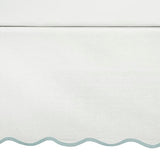 Lush Decor Coastal Chic Scalloped Edge Linen-Textured Bed Skirt Single, King Blue & White - White Bed Skirt King Size - Coastal Decor - Wrap Around Bed Skirt Lush Decor