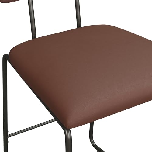 Walker Edison Modern 2-Piece Minimalist Counter Stools with Wooden Back, Set of 2, Brown Walker Edison