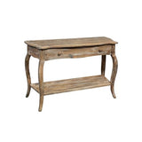 Austerity Rustic Console Table, 42 Inch with Curved Legs, Scalloped Edges, and Lower Shelf in Driftwood Finish - Natural and White Textured Antique Look Home Décor by Alaterre Furniture Alaterre Furniture