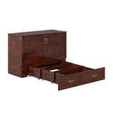 AFI Hamilton Full Murphy Bed Chest with Mattress, Storage, and Built-in Charger in Walnut AFI