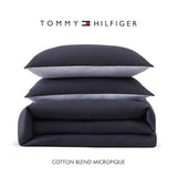 Tommy Hilfiger - Queen Comforter Set, Soft & Breathable Micro Piqué Cotton Bedding, Medium Weight Feel for Year Round Comfort, 3 Piece Bed Set with Matching Pillowcases (Navy) Tommy Hilfiger