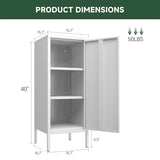PEROKIER Metal Storage Cabinet with 2 Adjustable Shelves Freestanding White Storage Cabinets with Door for Office Kitchen Bathroom Living Room Pantry Garage PEROKIER