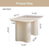 HOTICKME 55.11" Oval Dining Table for 4-6 People, Modern Kitchen Tables with Sturdy Legs, Dinner Tables with 1.88" Thick Tabletop, RectangularTables for Home, Office White HOTICKME