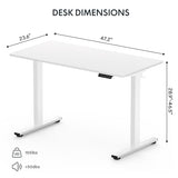 FLEXISPOT EN1 One-Piece Standing Desk 48 x 24 Inches Height Adjustable Electric Sit Stand Up Desk Home Office Desk FLEXISPOT