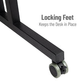 Mind Reader Standing Desk, Adjustable Height Laptop Workstation, Portable Rolling Desk on Wheels, Two-Tier Metal Frame, Black Mind Reader
