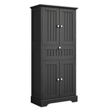 ChooChoo 51" H Tall Bathroom Floor Cabinet, Modern Bathroom Storage Cabinet with Drawer and Adjustable Shelves, Freestanding Kitchen Pantry Cupboard with 4 Doors for Living Room, Black ChooChoo