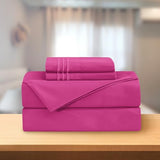 Elegant Comfort Luxury 4-Piece Bed Sheet Set - Luxury Bedding 1500 Premium Hotel Quality Microfiber, Wrinkle Resistant Cool & Breathable, Easy Elastic Fitted, King, Hot Pink Elegant Comfort
