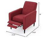 Christopher Knight Home GDFStudio Mervynn Mid-Century Modern Fabric Recliners, 2-Pcs Set, Red / Dark Espresso