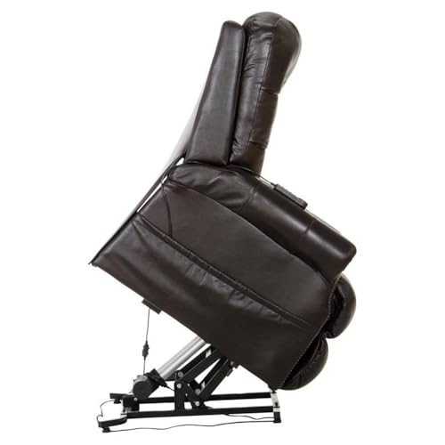Catnapper Tyler Chocolate Brown Leather Power Lift Lay Flat Recliner with Heat & Massage Catnapper