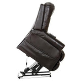 Catnapper Tyler Chocolate Brown Leather Power Lift Lay Flat Recliner with Heat & Massage Catnapper
