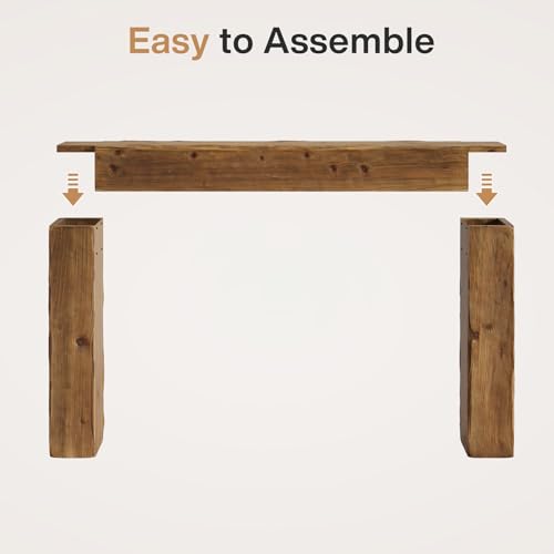 TRIBEWOOD Solid Wood Console Table, 63-Inch Farmhouse Sofa Table Behind Couch for Entryway, Living Room, Foyer, Easy Assembly (Rustic Brown) TRIBEWOOD