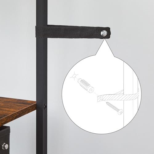 HOOBRO Corner Cabinet, 6-Tier Corner Shelf Stand with 3 Drawers, Bathroom Floor Cabinet, Narrow Storage Cabinet, for Bathroom, Living Room, Rustic Brown and Black BF140CW01 HOOBRO