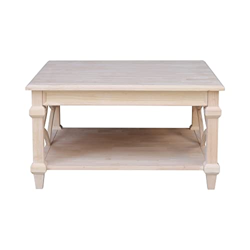 IC International Concepts International Concepts Josephine Square Solid Wood Coffee Table, Unfinished - WoodArtSupply