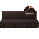 Stretch Armless Futon Cover with Skirt Knitted Jacquard Futon Sofa Bed Cover Machine Washable Futon Couch Cover Futon Sofa Cover Furniture Bed Protector with Elastic Bottom for Kids,Pets(Coffee) HFCNMY