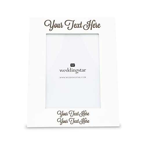 WEDDINGSTAR Customizable Wooden 5" x 7" Picture Frame White - Custom Script Text - WoodArtSupply